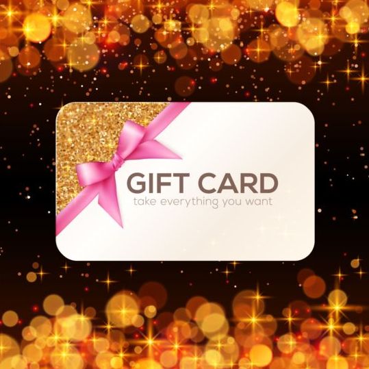 Halation background with gift card and pink bow vector  
