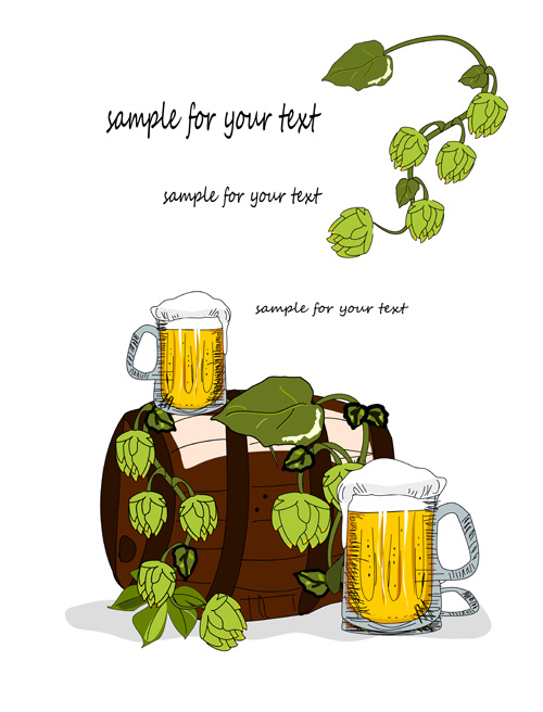 Hand drawn beer background vector 01  