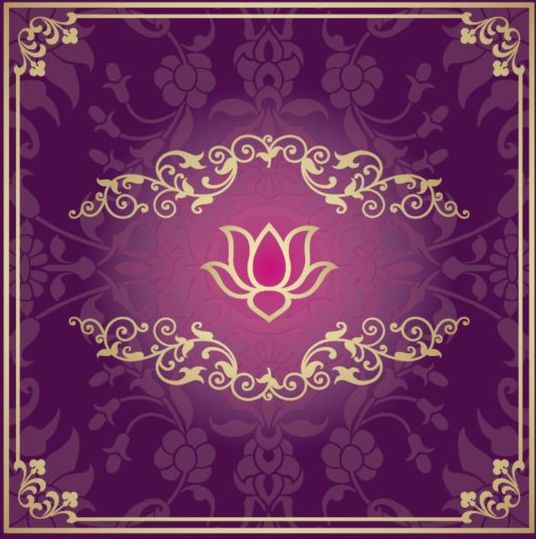 Индийский стиль цветочный фиолетовый фон вектор 11  