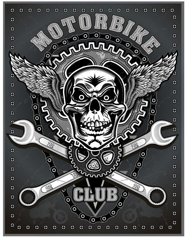 Vecteur de conception de signe de club de moto 01  