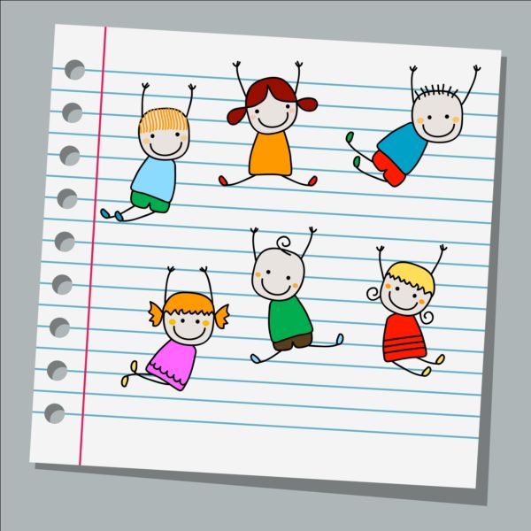 Notebook paper with kids vector material 02  