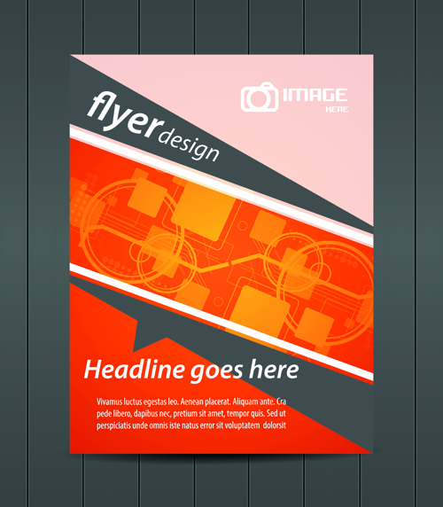 Orange style flyer design vector material 02  