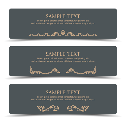 Ornate floral banners vector set 03  