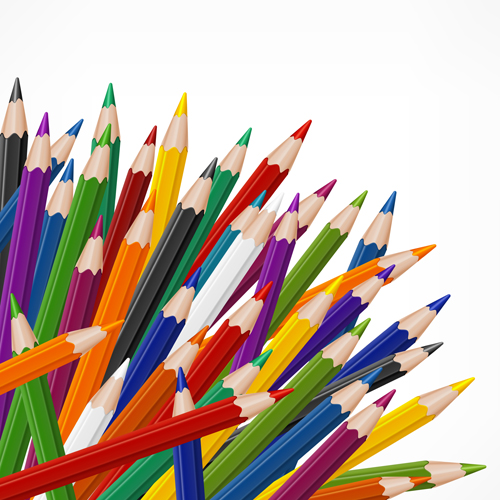 Colored pencils vector background set 05  