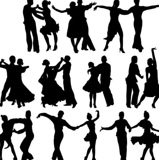 Leute tanzen Silhouetter Vektor 03  