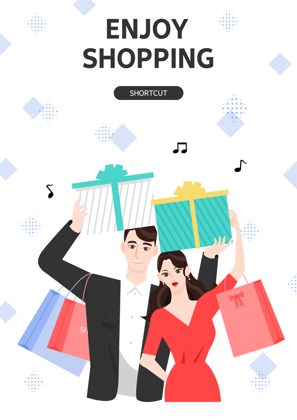 People shopping fashion background vector 04  