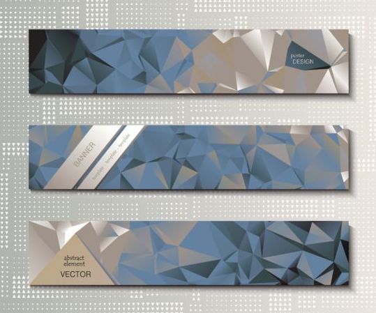 Polygonal with banners template vector 09  