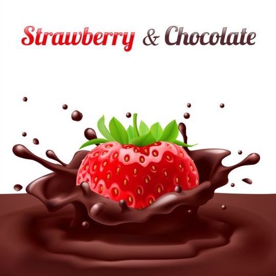 ポスター starwberry チョコレートスプラッシュベクトル  