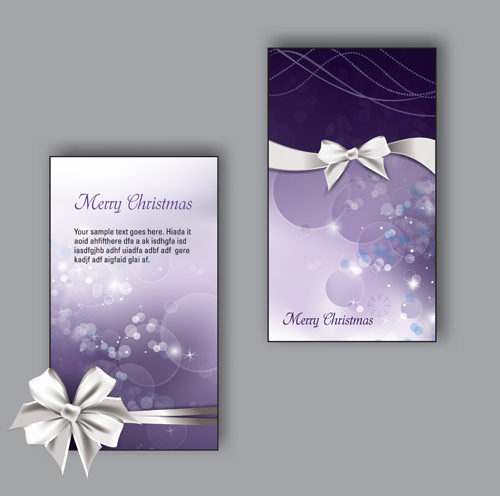 Pretty bow christmas cards design vector 05  