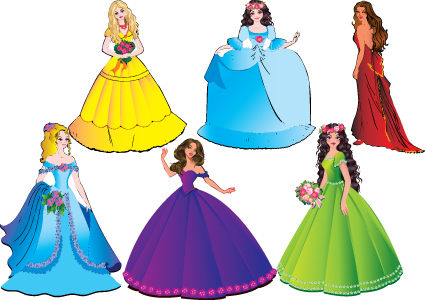 Different Princess design elements vector graphic 04  