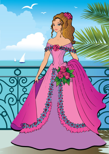 Set of Beautiful Princess vector graphics 03  