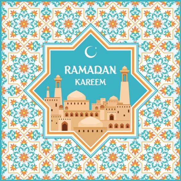 Ramadan-Muster mit Grußkarte Vector 06  