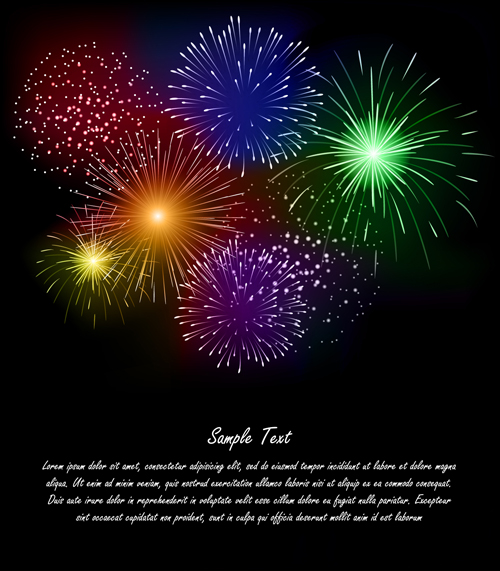 Realistic fireworks colored background vector graphics 03  
