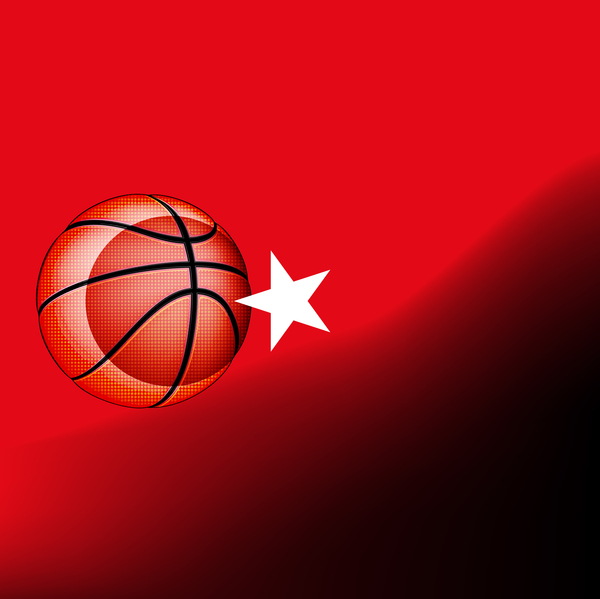 Red turkish basketball background vector 02  