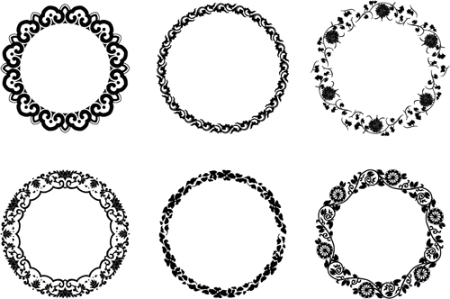 Round floral frame vectors  