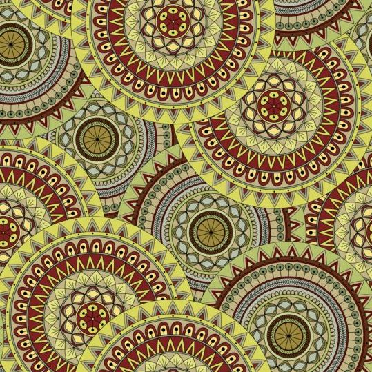 Round Mandala sömlös mönster vektor 06  