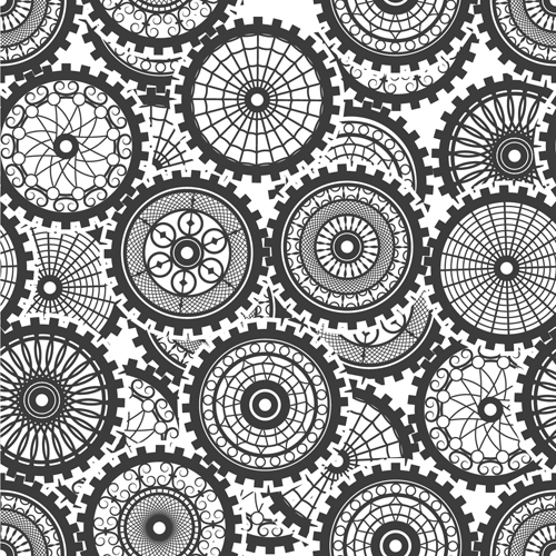 Seamless pattern gears vector 01  