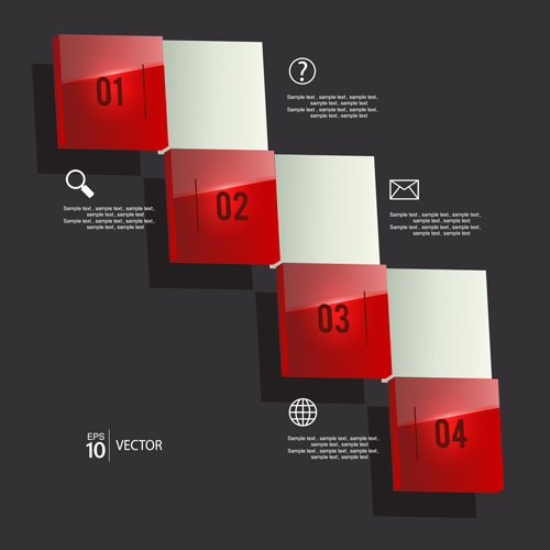 Shiny red infographic vector 01  