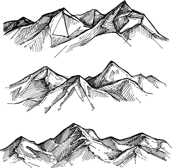 Sketch mountains hand drawn vector 03  