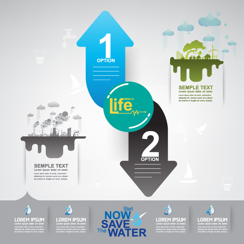 Start now save the water infographic vector 08  