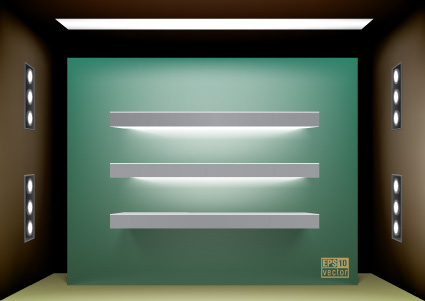 Elements of Store window with illuminated design vector 02  