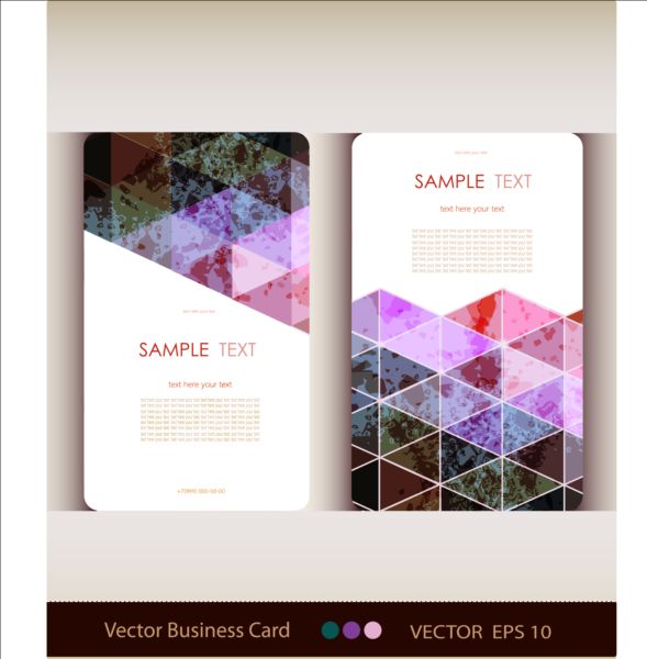 Triangle with grunge styles business card vector 04  