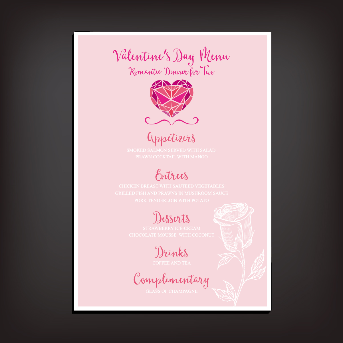 Valentines day restaurant menu vintage vector 02  