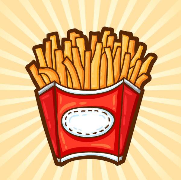 Vector french fries illustration material 03  