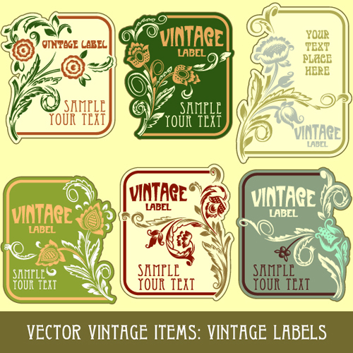 Vintage Label art design vector set 04  