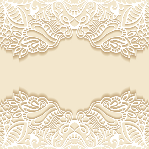 White lace with colored background vector set 06  
