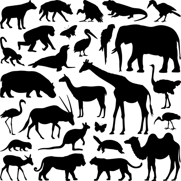 Download Wild animal silhouette set vector 03 - Free Download Design File