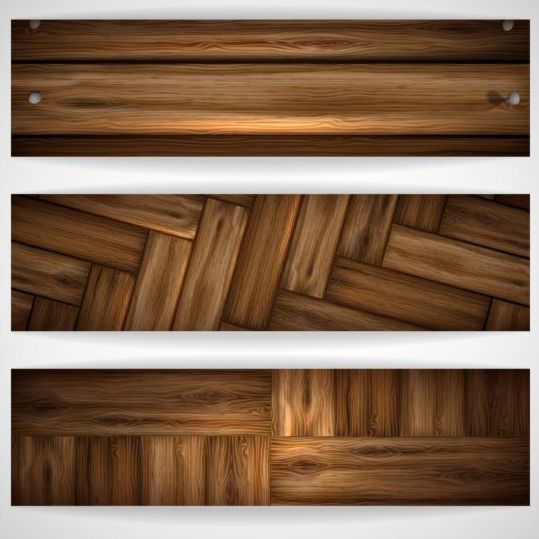 Woodboard texture bannières vecteur ensemble 02  