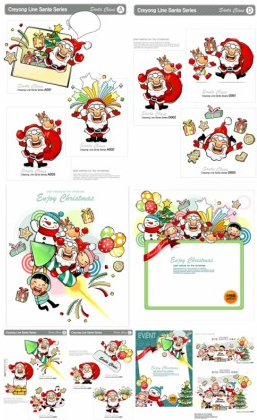 christmas element with santa vector  