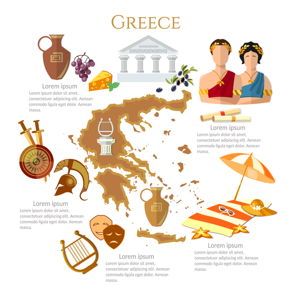 Grèce voyage avec le vecteur de conception de la culture  