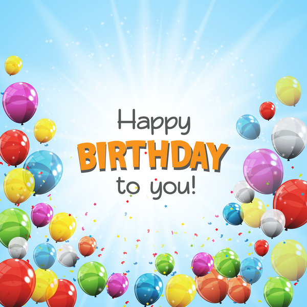 Alles Gute zum Geburtstag Karte mit farbigen Ballons Vektor Material 10  