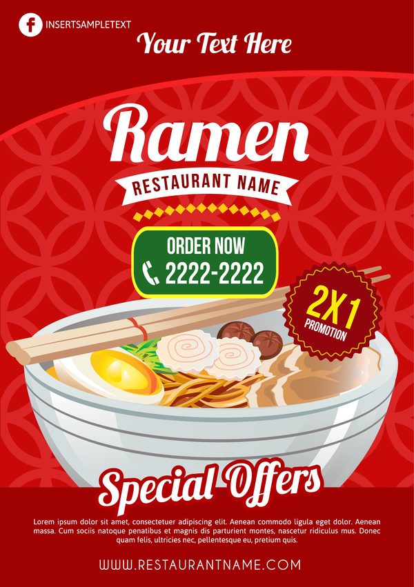 Ramen Restaurant Plakat Vorlage Vektor  