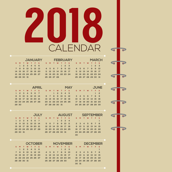 einfacher Kalenderschablonenvektor des Kalenders 2018 stellte 01 ein  