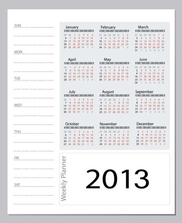 2013 Creative Calendar Collection design vector material 17  