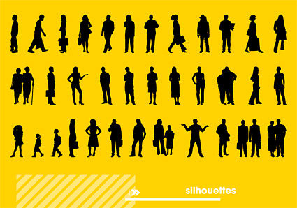 Various people silhouettes vector  