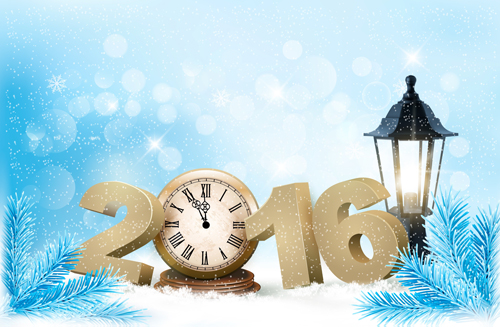 2016 New year design with winter background vector 05  