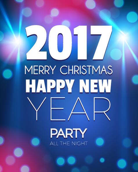 2017 New Year with christmas party flyer vectors set 02  