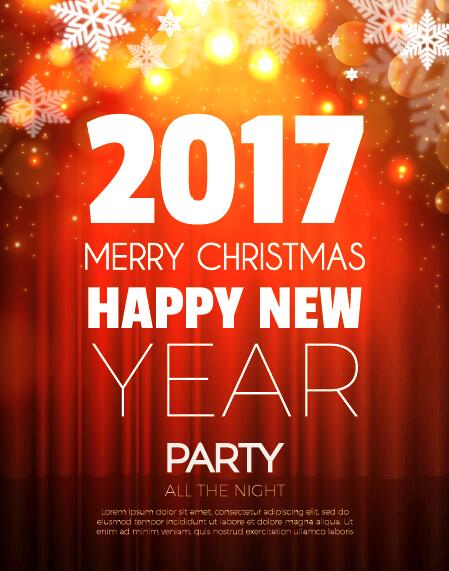 2017 Neujahr mit Weihnachts-Party-Flyer Vektoren gesetzt 13  