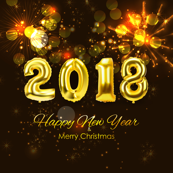 2018 nouvel an avec vecteur de fond de vacances feu d'artifice de Noël  