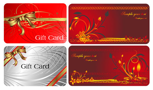 Red style Gift card Vector  