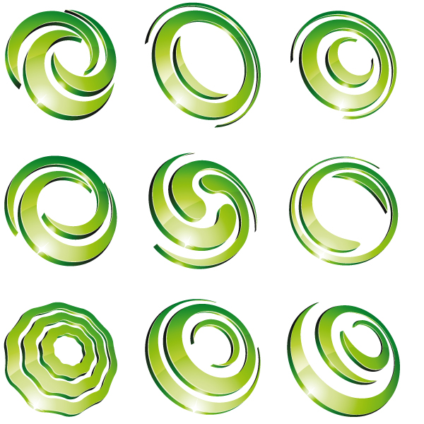 Green 3D logo design vector 01  