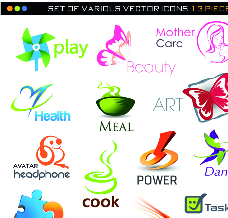 Different 3D logos design elements vector 03  