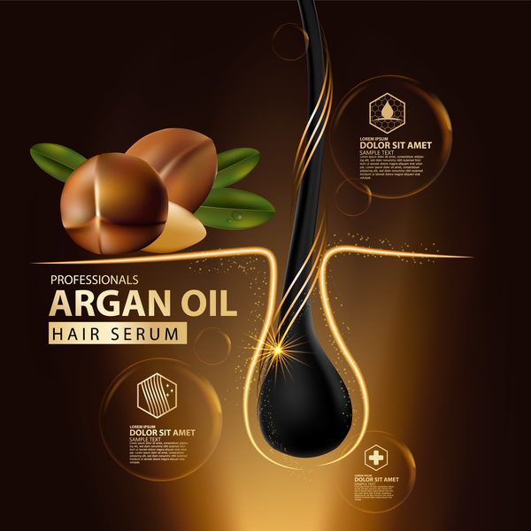 Argan oil hair serum poster vector 03  
