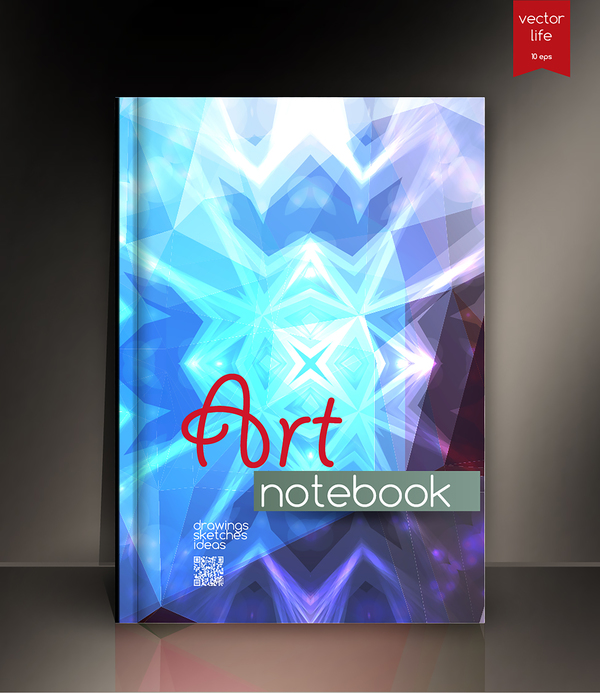 Art notebook cover template vector 10  