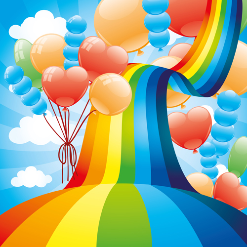 Beautiful rainbow colorful bakcgrounds vector 02  