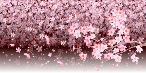 Beautiful sakura art background vector set 04  